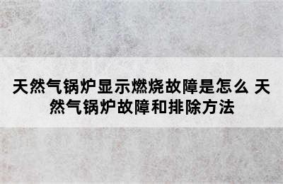 天然气锅炉显示燃烧故障是怎么 天然气锅炉故障和排除方法